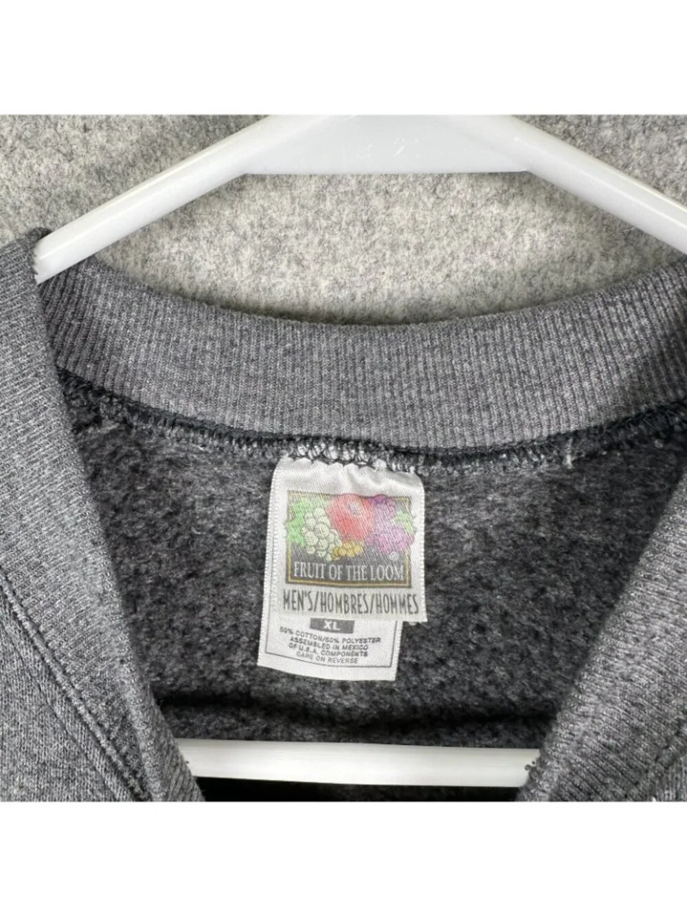 Vintage Fruit of the Loom XL Sweatshirt Gray Blank Cotton‎ Blend Pullover Crew
